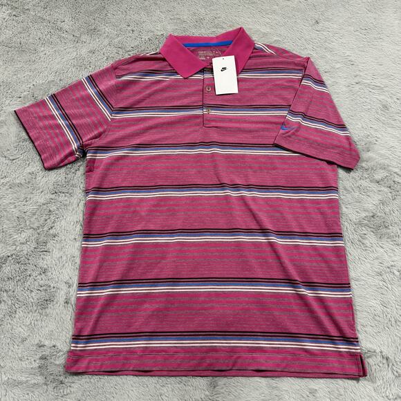Nike Golf Polo Shirt Mens Large Tour Performance Dri-Fit NWT HJ6886-618 Striped - Picture 3 of 8